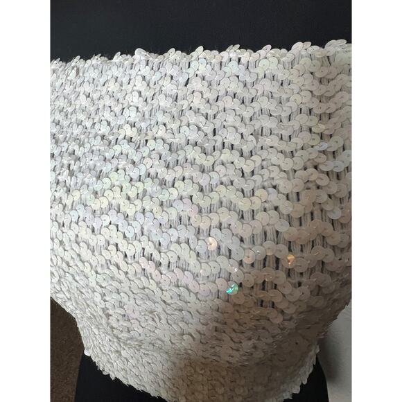 Y2K Teammates NY Vintage White Sequin Cybercore Festival Tube Top NWT Medium - Picture 3 of 7